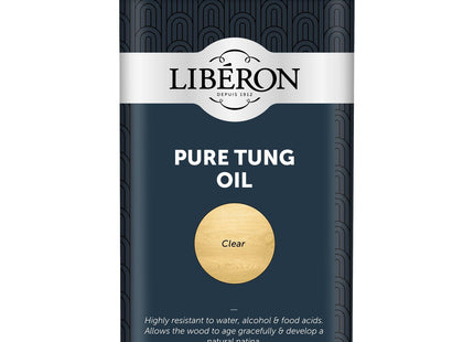 Liberon Pure Tung Oil Premium Natural Waterproof Protection for Wood Worktops & Outdoor Wood 1 Litre