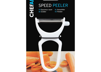 Chef Aid Speed Peeler, Quick and Easy Swivel Peeler with double edged Steel peeling blade with plastic grip handle for comfort while in use