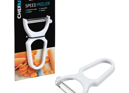 Chef Aid Speed Peeler, Quick and Easy Swivel Peeler with double edged Steel peeling blade with plastic grip handle for comfort while in use