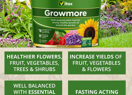 Vitax Growmore, General Purpose Fertiliser, Suitable For Fruit, Veg, Flowers And Lawn, Promotes Heavy Crops, Boosts Growth All Around The Garden-10kg