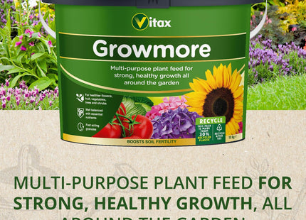 Vitax Growmore, General Purpose Fertiliser, Suitable For Fruit, Veg, Flowers And Lawn, Promotes Heavy Crops, Boosts Growth All Around The Garden-10kg