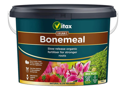 Vitax Bonemeal, Organic Fertiliser, Slow Release, Encourages Healthy Root Development, For All Plants, Vegetables And Fruit Trees- 10kg Tub