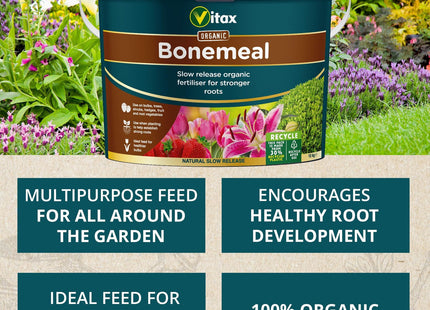 Vitax Bonemeal, Organic Fertiliser, Slow Release, Encourages Healthy Root Development, For All Plants, Vegetables And Fruit Trees- 10kg Tub