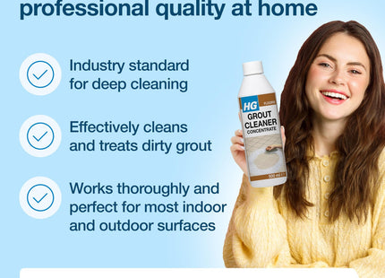 HG Grout Cleaner - Concentrated Tile Grout Cleaner for Floors, Walls & Bathrooms, Deep Cleaning & Colour Restoring Formula - 500ml