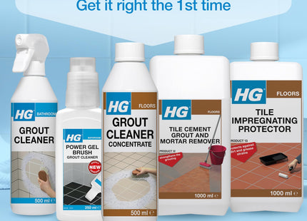 HG Grout Cleaner - Concentrated Tile Grout Cleaner for Floors, Walls & Bathrooms, Deep Cleaning & Colour Restoring Formula - 500ml