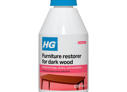 HG Dark Wood Furniture Restorer - Cleans & Reduces Marks, Stains, Rings & Scratches on Wooden Surfaces - Anti-Ageing Treatment for Dark Wood - 250ml