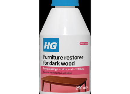 HG Dark Wood Furniture Restorer - Cleans & Reduces Marks, Stains, Rings & Scratches on Wooden Surfaces - Anti-Ageing Treatment for Dark Wood - 250ml