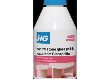 HG Natural Stone Gloss Polish, Natural Stone Cleaner for Tabletops & Furniture, High Gloss 300ml