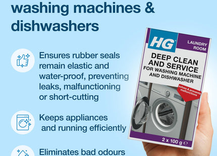 HG Deep Clean & Service Cleans Washing Machines & Dishwashers 2 x 100g