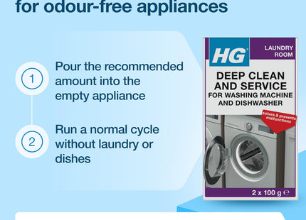HG Deep Clean & Service Cleans Washing Machines & Dishwashers 2 x 100g