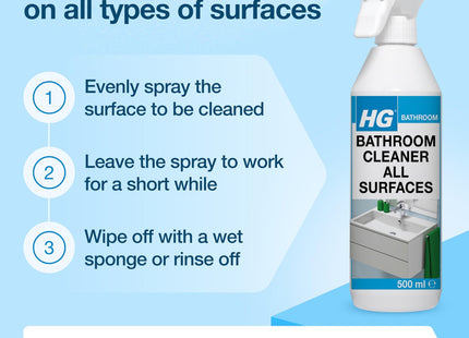 HG Bathroom Cleaner Spray Cleans Tiles, Sinks & Shower Screens 500ml