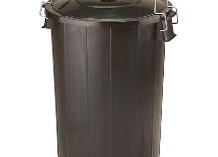 Strata Ward 80 Litre Refuse Bin with Metal Clip Handles - Black GN346