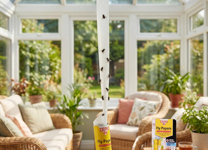 STV Zero In Fly Papers Fsc - 8-Pack Fsc Compliant, Sticky Natural Trap Controls Flies, Fungus Gnats, Fruit Flies, Mosquitoes and Bugs, White