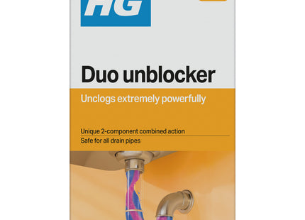 HG Duo Unblocker Clears Blocked Kitchen & Bathroom Sinks & Drains 2 x 500ml