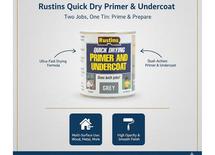 Rustins Primer/Undercoat, Grey, 250ml GYPU250