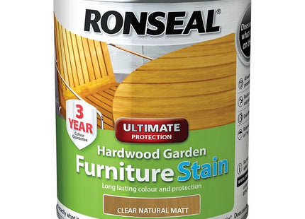 Ronseal Hardwood FurnIture Stain Natural Matt 750ml HWFSNM750