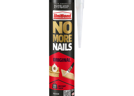 Unibond No More Nails Original Heavy Duty Mounting Adhesive Glue, Strong Grab No Nails Fixing, Multi-Surface Bonding for Wood Metal Brick Stone 280ml
