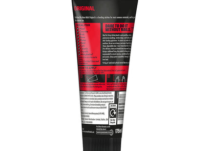 UniBond No More Nails Original White High Strength Grab Adhesive, Heavy Duty Mounting Glue for Wood, Brick, Metal, Instant Grab Interior Use 175ml