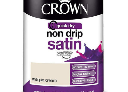 Crown Retail Non Drip Satin Antique Cream 0.75 Litre