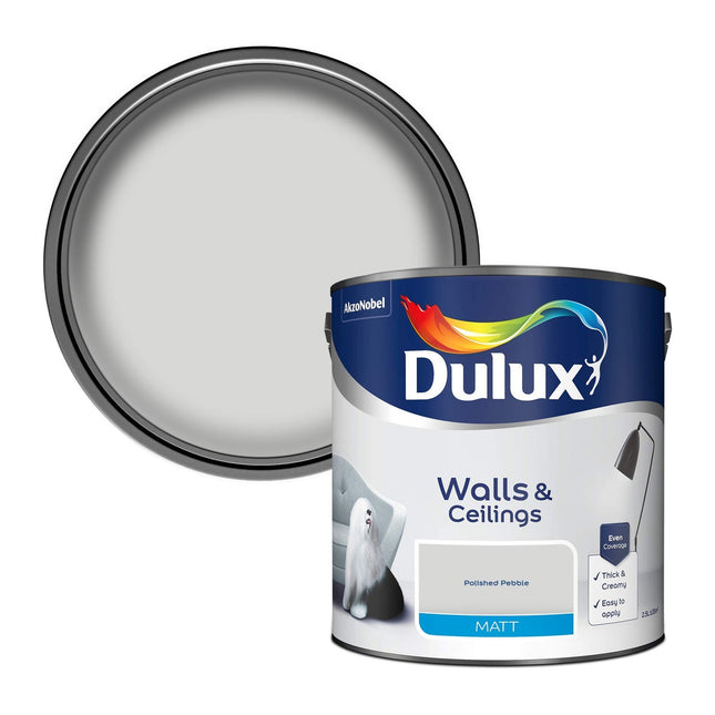 Dulux Walls & Ceilings Matt Emulsion Paint - Polished Pebble - 2.5 Litre