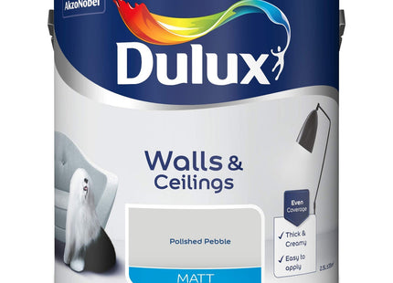 Dulux Walls & Ceilings Matt Emulsion Paint - Polished Pebble - 2.5 Litre