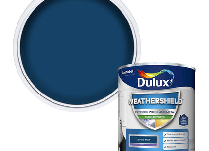 Dulux Weather Shield Quick Dry Satin Paint, 750ml - Oxford Blue