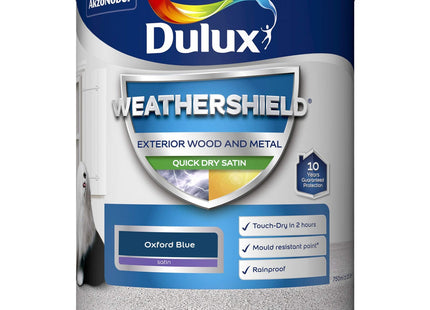 Dulux Weather Shield Quick Dry Satin Paint, 750ml - Oxford Blue