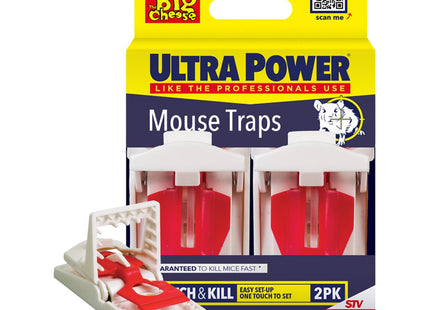 STV The Big Cheese Ultra Power Ready-Baited Mouse Trap Reusable Mouse Traps For Indoor & Outdoor Use Humane Mouse-Trap Easy to Clean Plastic Mice Trap