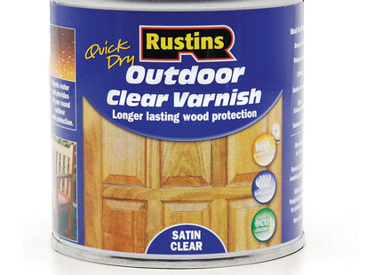 Rustins Quick Dry Outdoor Clear Varnish 250ml Satin
