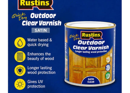 Rustins Quick Dry Outdoor Clear Varnish 250ml Satin