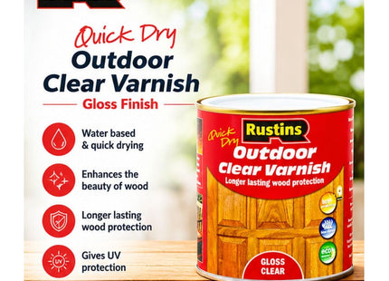 Rustins Quick Dry Outdoor Clear Varnish 500ml Gloss