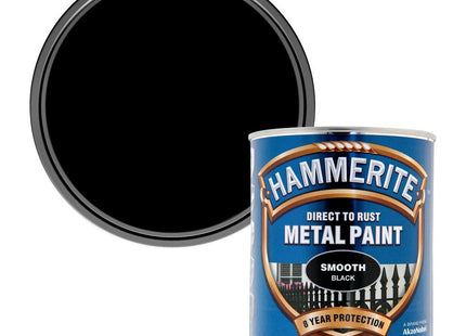 Hammerite Direct to Rust Metal Paint - Smooth Black Finish 750ml