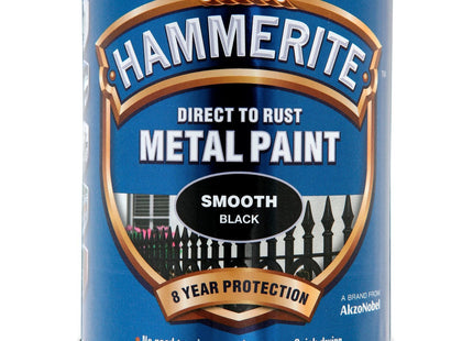 Hammerite Direct to Rust Metal Paint - Smooth Black Finish 750ml