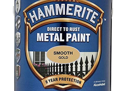 Hammerite Direct to Rust Metal Paint - Smooth Gold Finish 750ml 5092830