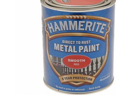 Hammerite Direct to Rust Metal Paint - Smooth Red Finish 750ml 5092824