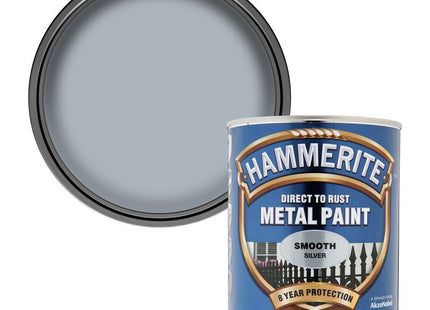 Hammerite Direct to Rust Metal Paint - Smooth Silver Finish 750ml
