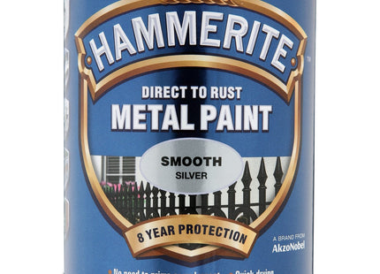 Hammerite Direct to Rust Metal Paint - Smooth Silver Finish 750ml