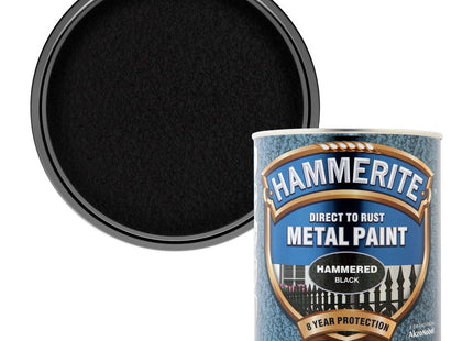 Hammerite Direct to Rust Metal Paint - Hammered Black Finish 750ml