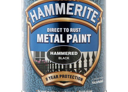 Hammerite Direct to Rust Metal Paint - Hammered Black Finish 750ml