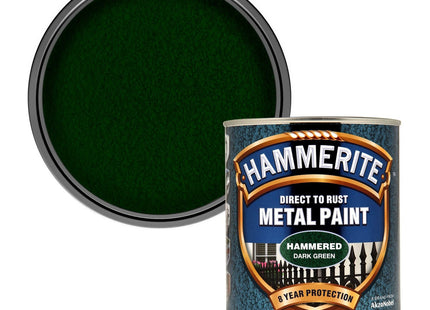 Hammerite Direct to Rust Metal Paint - Hammered Dark Green Finish 750ml