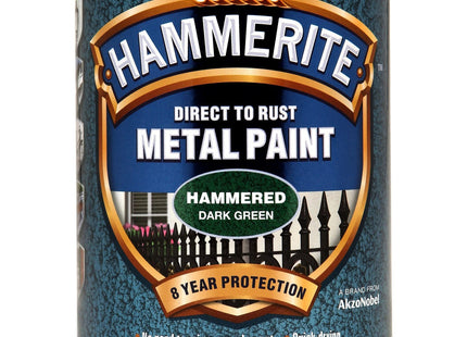 Hammerite Direct to Rust Metal Paint - Hammered Dark Green Finish 750ml