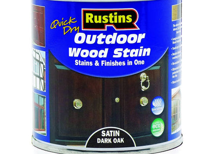 Rustins Quick Dry Outdoor Wood Stain Dark Oak Durable and Weather-Resistant Finish, Fast Drying, Available in Many Wood Shades 250ml