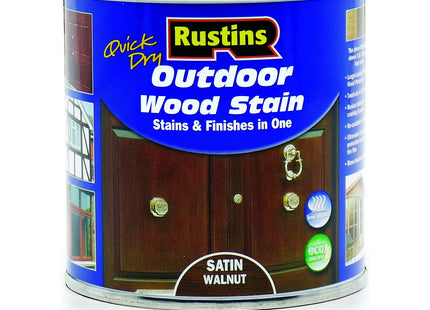 Rustins Quick Dry Outdoor Wood Stain Satin Walnut Durable and Weather-Resistant Finish, Fast Drying, Available in Many Wood Shades 250ml