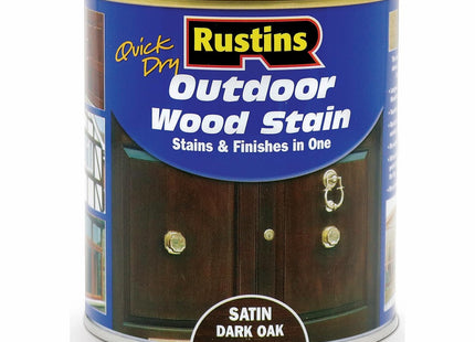 Rustins Quick Dry Outdoor Wood Stain Dark Oak Durable and Weather-Resistant Finish, Fast Drying, Available in Many Wood Shades 500ml