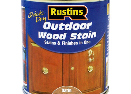 Rustins Quick Dry Outdoor Wood Stain Satin Medium Oak Durable and Weather-Resistant Finish, Fast Drying, Available in Many Wood Shades 500ml