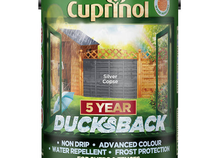 Cuprinol Ducksback Shed & Fence Paint - Silver Copse - 5 Litre