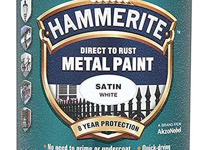 Hammerite Direct to Rust Metal Paint with Satin Finish, 750ml, White 5092886