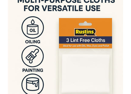 Rustins Lint Free Cloths - 3 x 300mm square