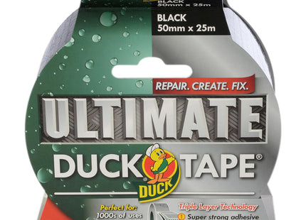 Shurtape Duck Tape Ultimate Cloth Tape Black 50mm x 25m, The Ultimate High Strength Waterproof Gaffer and Duct Adhesive Cloth Repair Tape