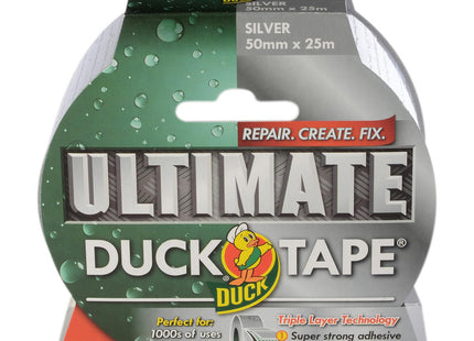 Shurtape Duck Tape Ultimate Cloth Tape Silver 50mm x 25m, The Ultimate High Strength Waterproof Gaffer and Duct Adhesive Cloth Repair Tape